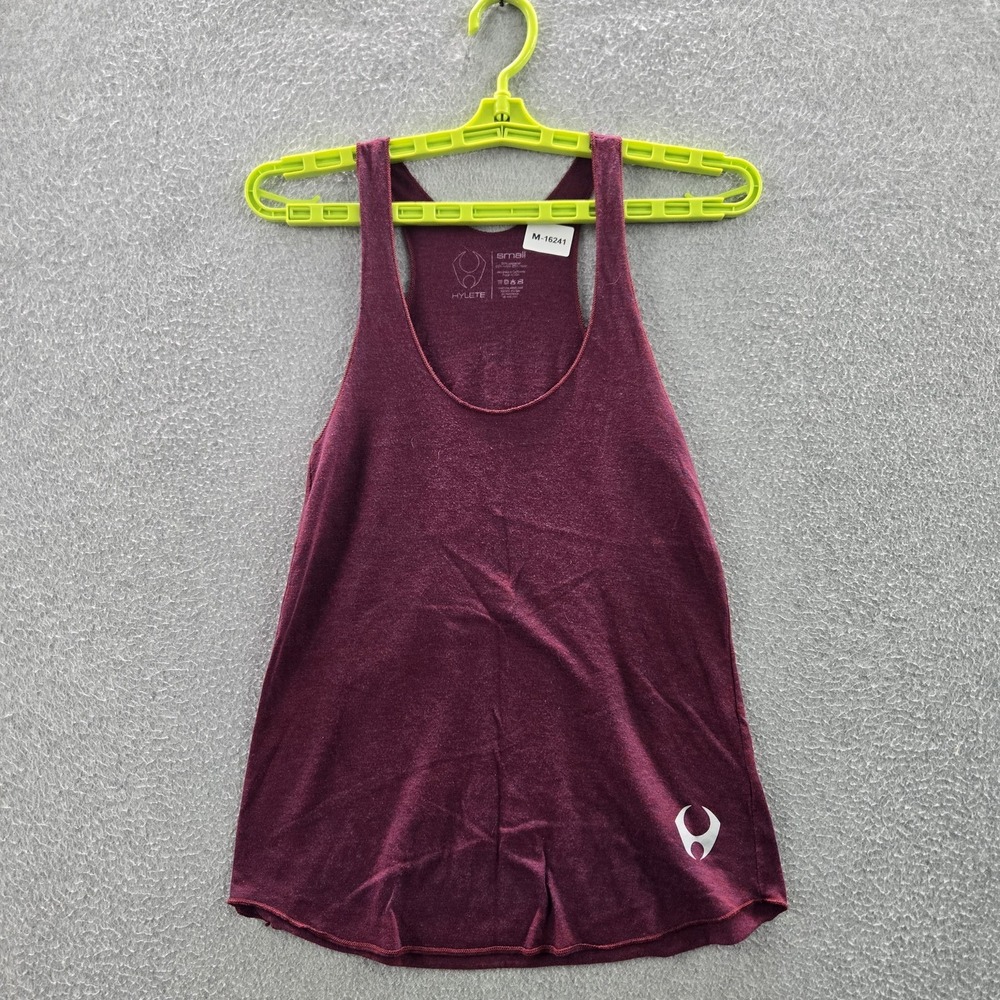 HYLETE Women Tank Top SMALL Red Activewear Logo Scoop Neck Pullover